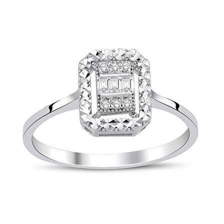 0.10 Karat Baget Pırlanta Yüzük (E-F VS/ Klasik Efektli )